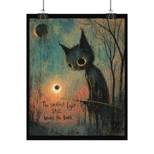 Load image into Gallery viewer, Rolled Poster – 'The Smallest Light Still Breaks the Dark' Cat Art Print