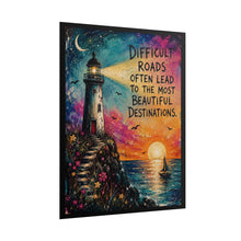 Load image into Gallery viewer, "Beautiful Destinations" Lighthouse Motivational Poster – Ocean Quote Wall Art Print