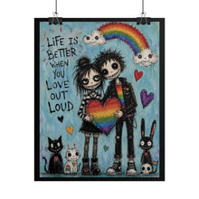 Load image into Gallery viewer, LGBTQIA+ Alternative Love Poster, Creepy Cute Sky Blue Wall Art, Edgy Valentine Goth Decor