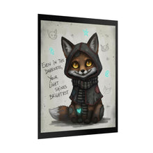 Load image into Gallery viewer, Cute Fox Poster — "Even in the Darkness, Your Light Shines Brightest" Rolled Art Print