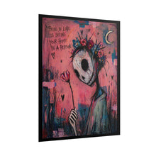 Load image into Gallery viewer, Rolled Poster — 'Being in Love Is Seeing Your Home in a Person' Surreal Floral Skull Art Print