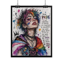 Load image into Gallery viewer, "Born To Be Free" Pride Art | Fine Line Sketch Bisexual Cape Poster
