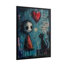 Load image into Gallery viewer, Rolled Poster — Whimsical Girl & Cat Heart Balloon Art Print with Quote (‘You give 100%…’)