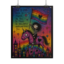 Load image into Gallery viewer, "Brilliantly Unapologetically You" Pride Art | Whimsical Unicorn Rider Poster