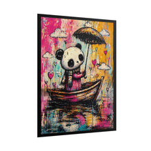 Load image into Gallery viewer, Panda in Boat Art Poster — Cute Colorful Rainy-Day Illustration (Rolled Poster)