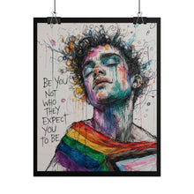 Load image into Gallery viewer, "Be You Not Them" Pride Wall Art | Fine Line Sketch Serene Face Poster