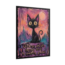 Load image into Gallery viewer, "Challenges Are Just Stepping Stones" Black Cat Wall Art | Whimsical Animal Print