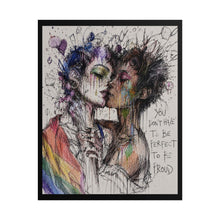 Load image into Gallery viewer, "Perfect To Be Proud" Pride Art | Sketch Style Kissing Queer Lovers Poster