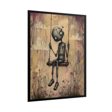 Load image into Gallery viewer, Robot on a Swing Poster - Whimsical Melancholy Art Print