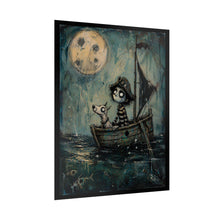Load image into Gallery viewer, Pirate Crew Moonlit Boat Poster - Whimsical Gothic Wall Art