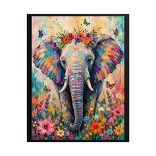 Load image into Gallery viewer, Vibrant Elephant Flower Crown Poster - Boho Colorful Animal Wall Decor