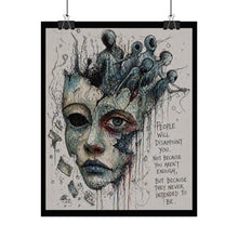 Load image into Gallery viewer, Rolled Poster — Surreal Mask Art with Quote “People Will Disappoint You”