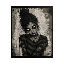 Load image into Gallery viewer, Rolled Poster — Gothic Girl Art Print with Glowing Eyes, Dark Emo Wall Decor