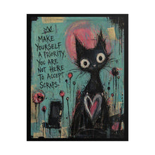 Load image into Gallery viewer, Rolled Poster — Cute Goth Cat Art with Motivational Quote “Make Yourself a Priority”