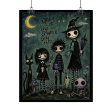 Load image into Gallery viewer, Gothic Cute Friends Rolled Poster — “Dream Loud, Live Stranger, Stay Kid” Nightscape Art