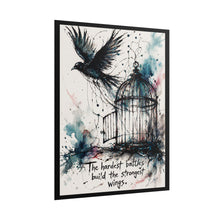 Load image into Gallery viewer, Inspirational Raven Art Poster – “The hardest battles build the strongest wings”
