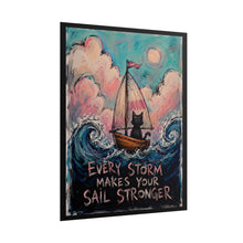 Load image into Gallery viewer, "Every Storm Makes Your Sail Stronger" Black Cat Wall Art | Nautical Painting Print