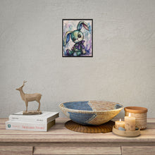 Load image into Gallery viewer, Spooky Cute Pastel Goth Bunny Canvas Art – Creepy Cute Plush Rabbit Wall Decor