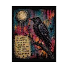 Load image into Gallery viewer, Rolled Poster — Raven Moon Wall Art with Inspirational Quote: “You Survived the Nights…”