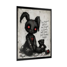 Load image into Gallery viewer, Gothic Bunny Heart Poster — 'The Toughest Battles Are Fought in Silence' Rolled Art Print