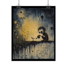 Load image into Gallery viewer, Rolled Poster — Moody Night Garden Illustration with Quote ‘We Are Not Defined by Our Mistakes’