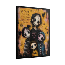 Load image into Gallery viewer, Whimsical Gothic Family Art Print – "Be Kind To Yourself, You're Doing Better Than You Think" Reminder Wall Decor