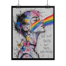 Load image into Gallery viewer, "Not Their Expectations" Pride Art | Fine Line Sketch Rainbow Beam Poster