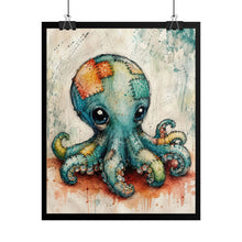Load image into Gallery viewer, Whimsical Stitched Octopus Poster - Cute Patchwork Sea Creature Wall Decor