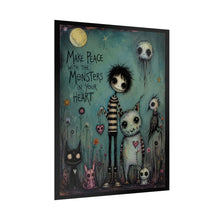 Load image into Gallery viewer, Make Peace with the Monsters Poster — Whimsical Gothic Rolled Art Print