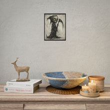 Load image into Gallery viewer, Grim Reaper Art Poster — Cute Dark Skeleton with Glowing Green Eyes (Rolled Poster)
