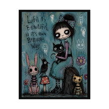 Load image into Gallery viewer, Life Is Beautiful in Its Own Bizarre Way Rolled Poster — Gothic Whimsical Cat Fantasy Wall Art