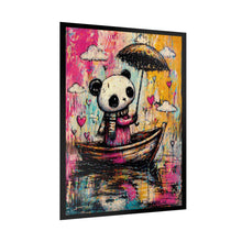 Load image into Gallery viewer, Panda in Boat Art Poster — Cute Colorful Rainy-Day Illustration (Rolled Poster)