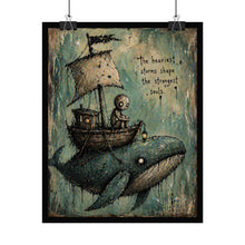Load image into Gallery viewer, Whimsical Whale Adventure Poster — "The heaviest storms shape the strangest souls"