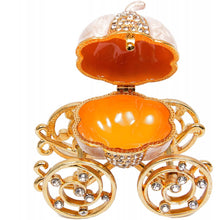 Load image into Gallery viewer, Hand Painted Enameled Cinderella Pumpkin carriage Jewelry Case  (MINIMUM OF 2)