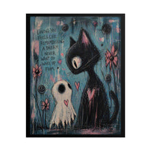 Load image into Gallery viewer, Rolled Poster — Cute Goth Cat & Ghost Art Print ("Loving You Feels Like Remembering a Dream")