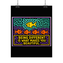 Load image into Gallery viewer, Different Fish Shine Brightest Rolled Poster — Playful Retro Pop Art Wall Art