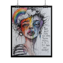Load image into Gallery viewer, "Living Your Story" Pride Wall Art | Fine Line Sketch Split Color Portrait Poster