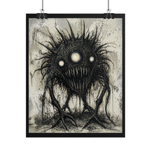 Load image into Gallery viewer, Horror Monster Illustration Poster - Creepy Three-Eyed Creature Rolled Art Print