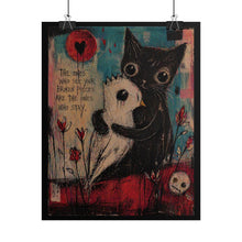 Load image into Gallery viewer, Rolled Poster — Cute Gothic Cat Hugging Ghost Print ("The Ones Who Stay")