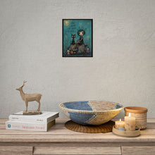Load image into Gallery viewer, Stay Curious Stay Weird Stay Kind Poster — Whimsical Goth Girl & Cat Art Print (Rolled Poster)
