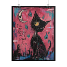Load image into Gallery viewer, Even the Quietest Souls Dream in Color Rolled Poster — Gothic Whimsical Cat Fantasy Wall Art