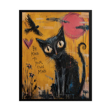 Load image into Gallery viewer, "Be Kind To Your Own Mind" Black Cat Wall Art | Mental Health Inspirational Print