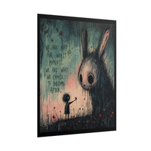 Load image into Gallery viewer, Rolled Poster — Moody Goth Bunny Art Print with Quote: “We Are Not Our Worst Moments”