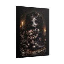 Load image into Gallery viewer, Creepy Gothic Doll Poster — Dark Horror Art Rolled Print