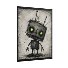 Load image into Gallery viewer, Robot Poster — Creepy Cute Green-Eyed Sketch Art Print (Rolled Poster)