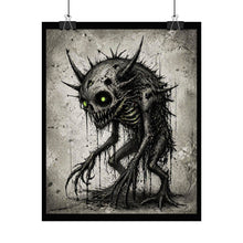 Load image into Gallery viewer, Horror Creature Poster — Dark Monster Art Print with Glowing Green Eyes