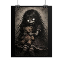 Load image into Gallery viewer, Horror Poster - Creepy Girl with Teddy Bear Artwork
