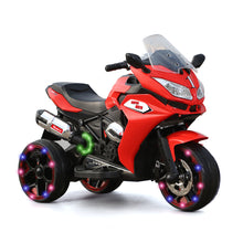 Load image into Gallery viewer, TAMCO-1200 red ,kids electric motorcycle 3 wheels 2 motor 12V battery Children ride on motorcycle with lightting wheels