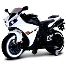 Load image into Gallery viewer, TAMCO-T1 white kids motorcycle ,12V wheels with light, hand drive , PU seat, electric motorcycle Children ride on motorcycle