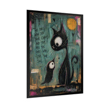 Load image into Gallery viewer, Whimsical Cat & Bird Poster – 'The Ones Who See Your Chaos' Rolled Art Print